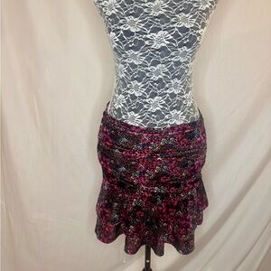 SO Pink and Black Floral Mini Skirt